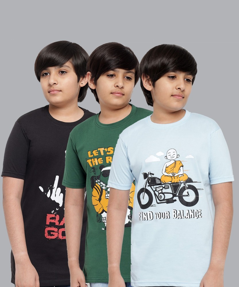 Flipkart NICK AND JONES Boys Printed Pure Cotton Regular T Shirt Round Neck