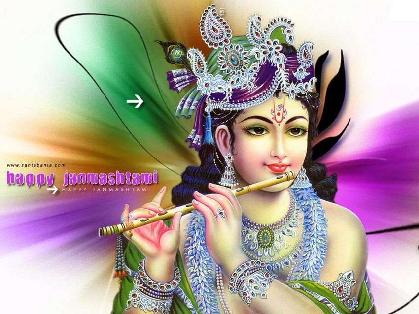 Lord Krishna Animated Beautiful Wallpaper - HinduWallpaper