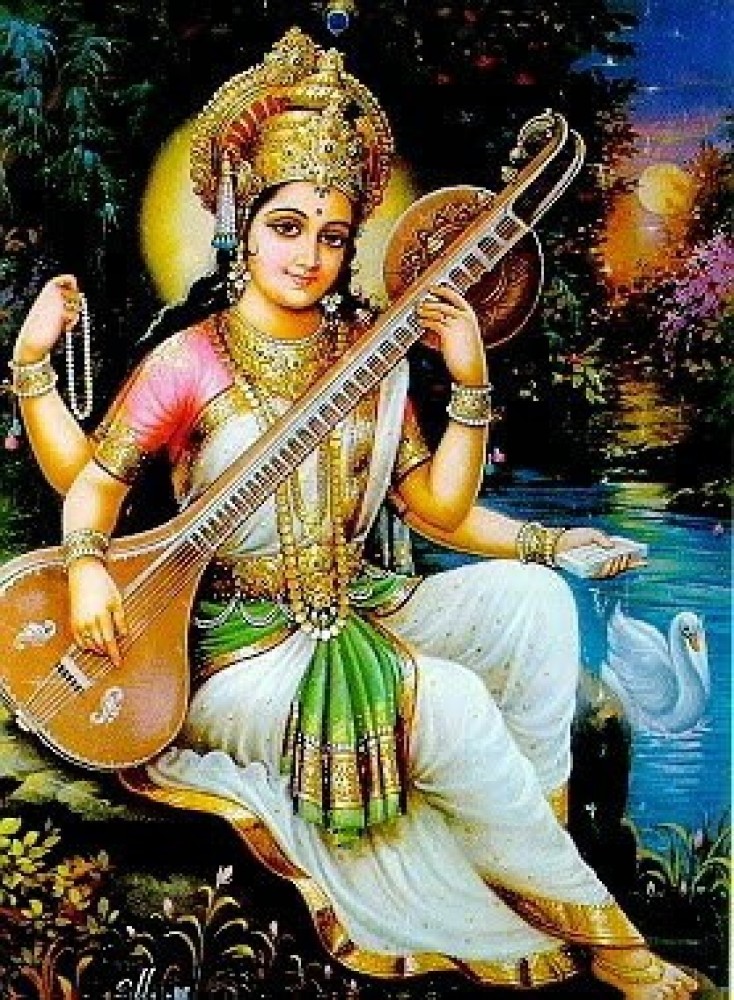 Religious Wall Poster|Maa Saraswati Poster|Decorative Wall Poster|Poster  for Worship/Temple/Office/Mandir|High Resolution-300 GSM : Amazon.in: Home  & Kitchen