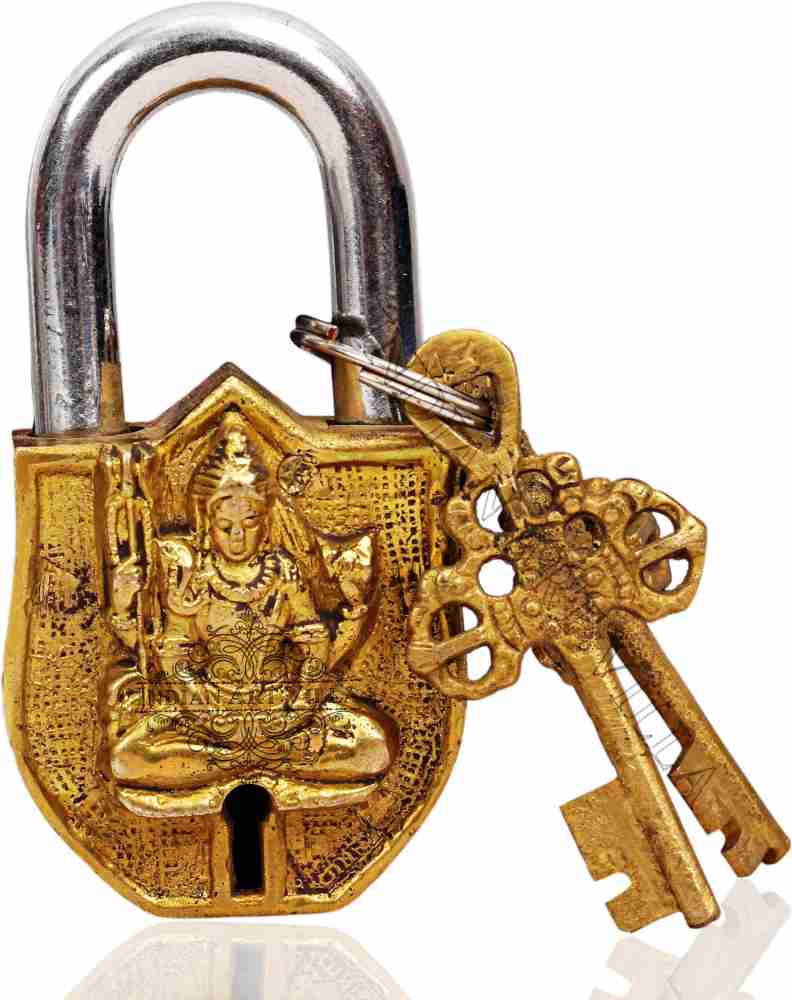 Buy Indian Art Villa Pure Brass Handmade Radha Krishna Design Pad Lock With  2 Keys Online - Indian Art Villa