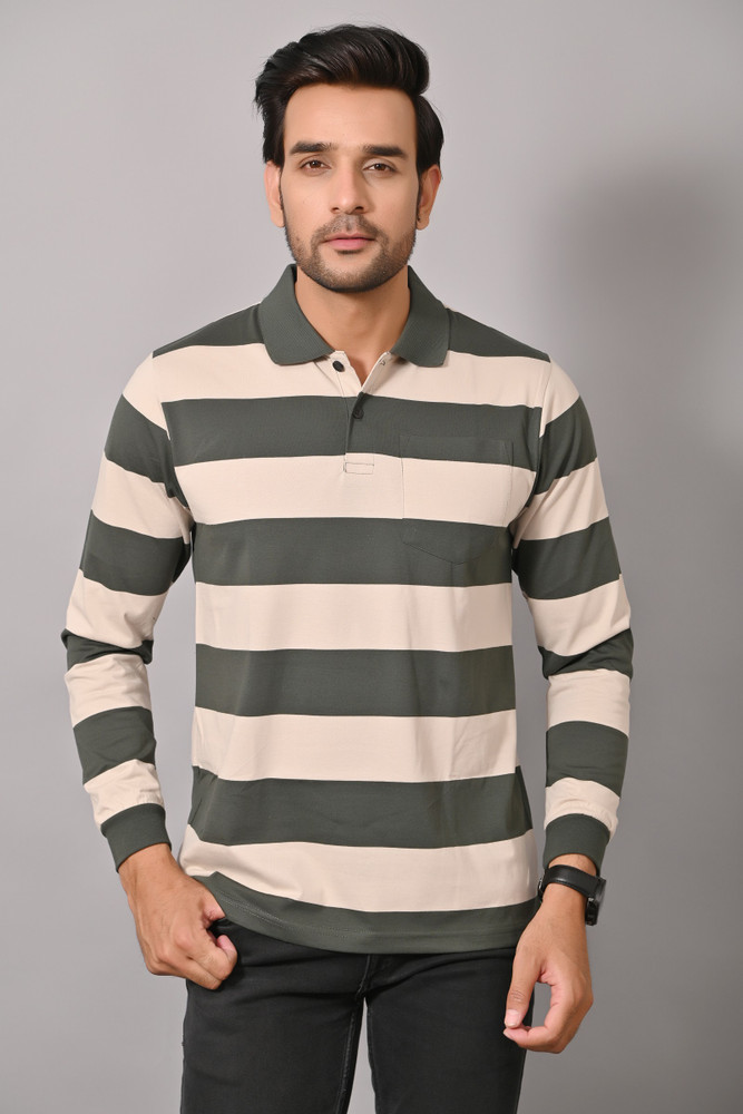 Arbour Striped Men Polo Neck Multicolor T Shirt Buy Arbour
