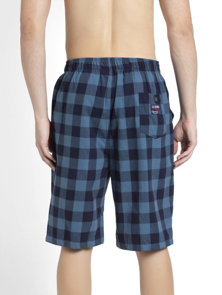 Buy Men's Tencel Micro Modal Cotton Elastane Stretch Regular Fit Checkered  Sleep Shorts with Side Pockets - Mid Grey Melange & Ash Grey IM02 | Jockey  India