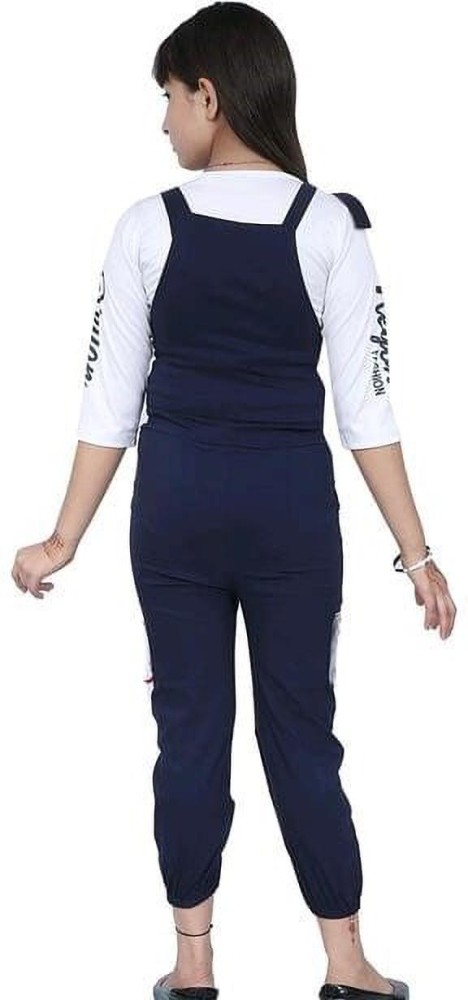 MYKUKI Dungaree For Girls Casual Solid Cotton Blend Price in India
