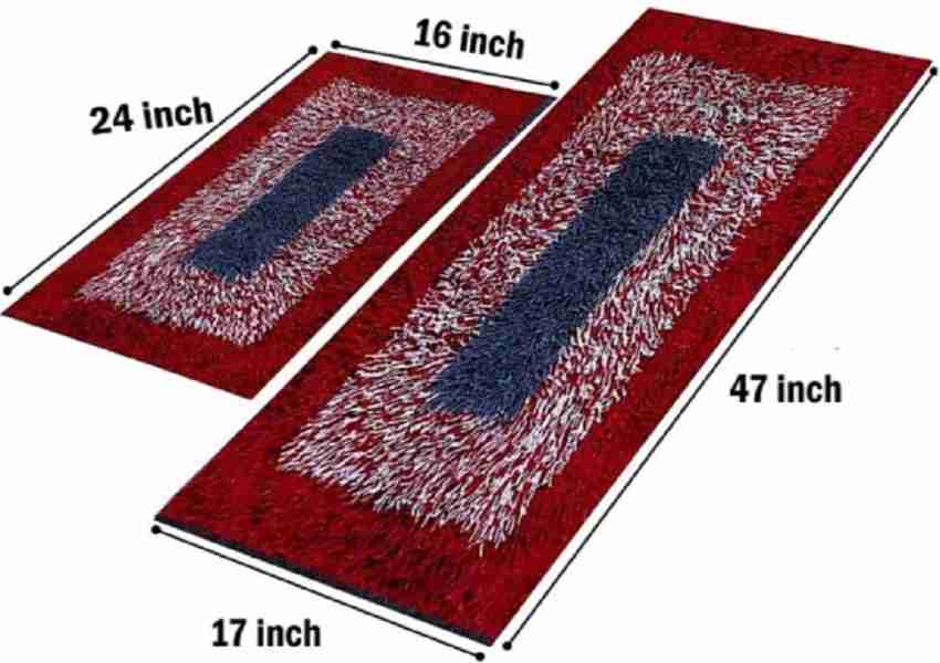 Red Velvet Bathroom Mat, Mat Size: 16x24inch