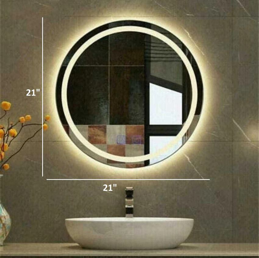 Khushi Decors Round LED Wall Mirror For Living Room Bedroom