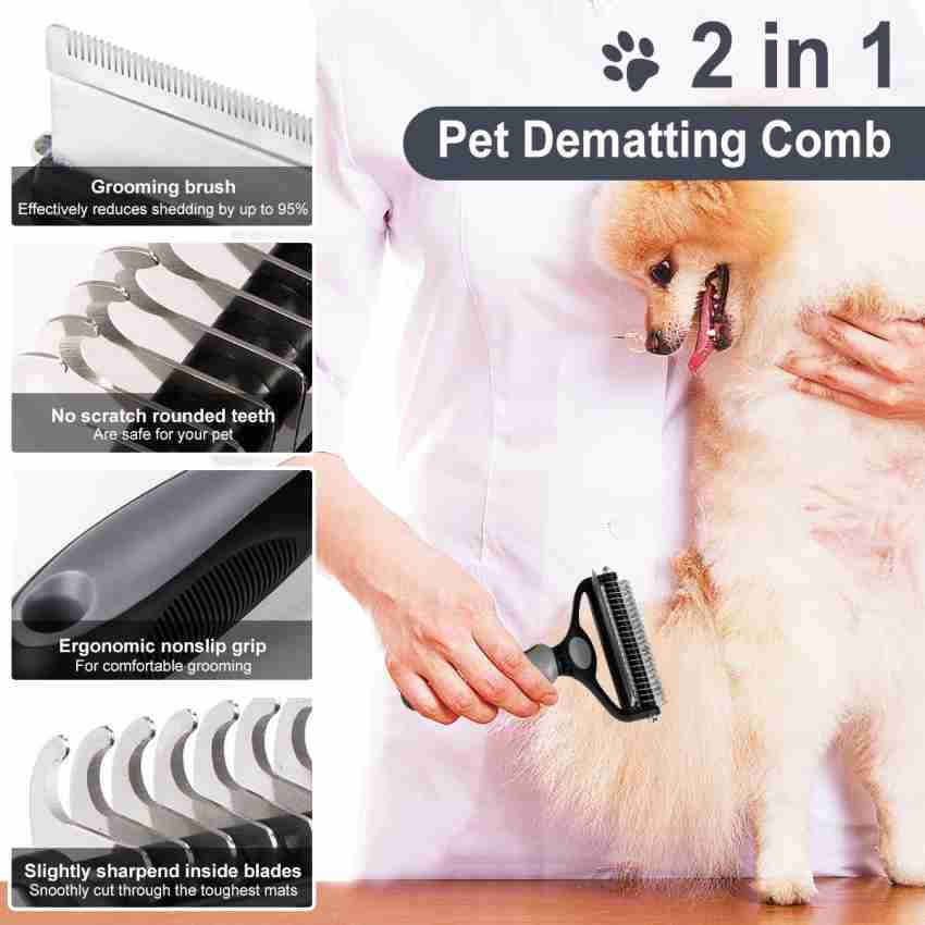 Pet brush outlet that cuts hair