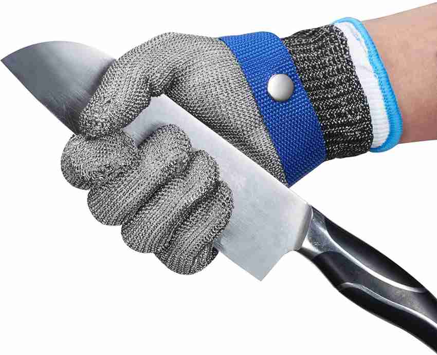 Oyster Knife with Rubber-Dipped Oyster Shucking Gloves - 2 Pairs of Gloves + 1 Knife