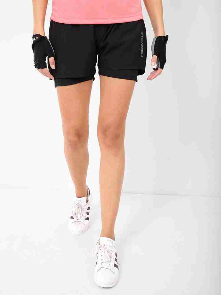 One Zero By Koovs Solid Women Black Sports Shorts Buy One Zero