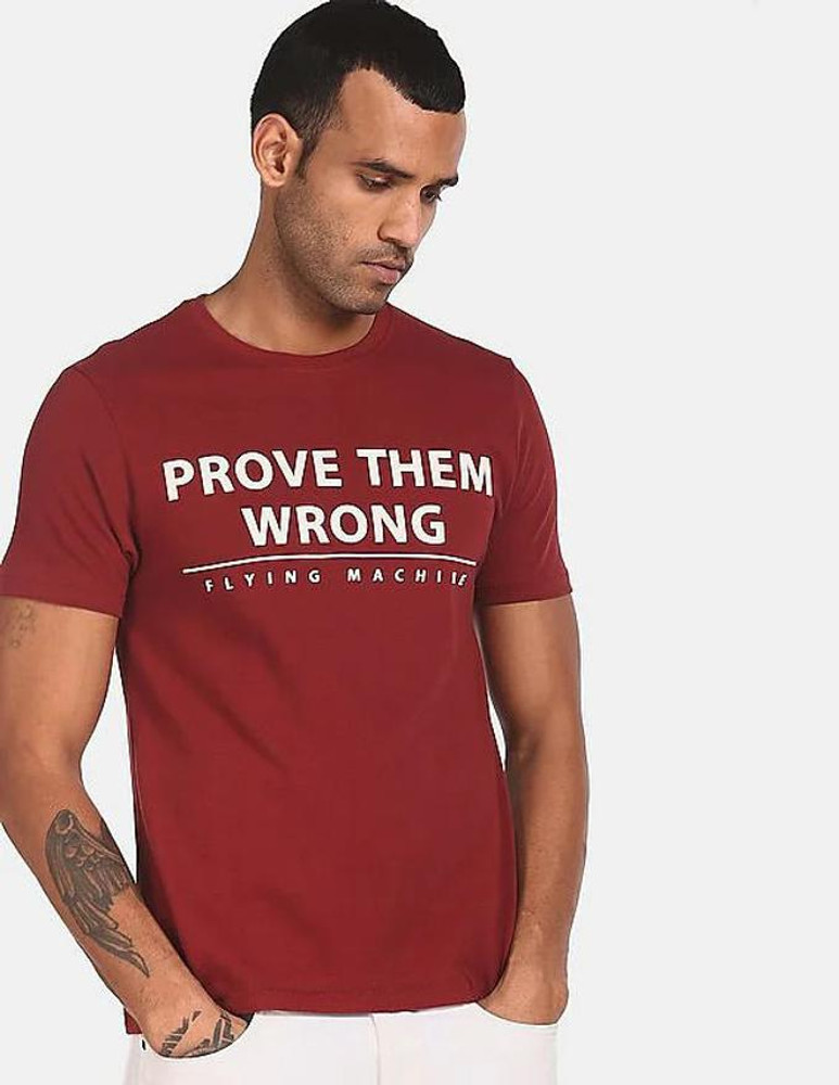 Vidaara Printed Men Round Neck Maroon T Shirt Buy Vidaara