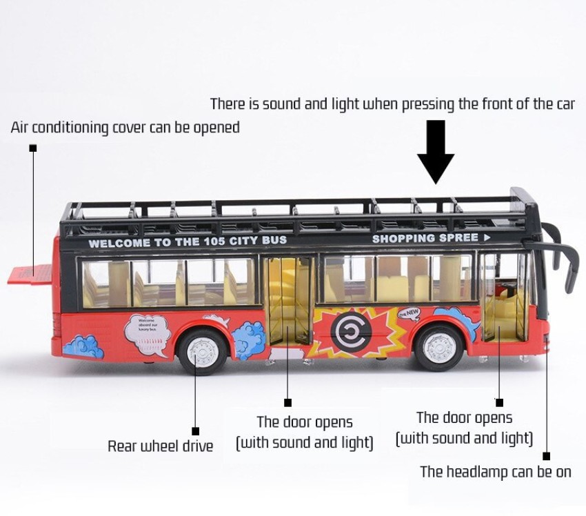 Toy bus with opening sales doors