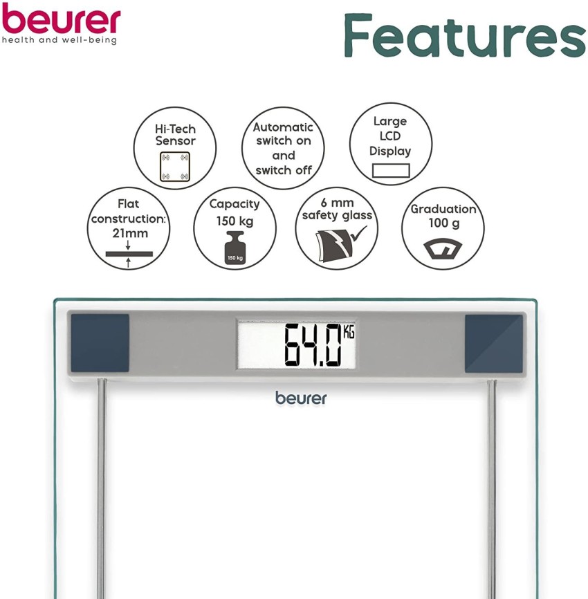 Buy Beurer GS 206 Squares Digital bathroom scales Weight range=150