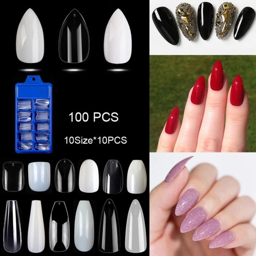 Facejewel 100 Pcs Reusable Acrylic False With Nail Glue For