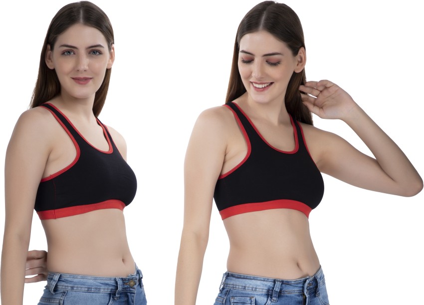 Buy MITHALI Stretch Cotton Black Sports Vest Gym Bra for Beginners