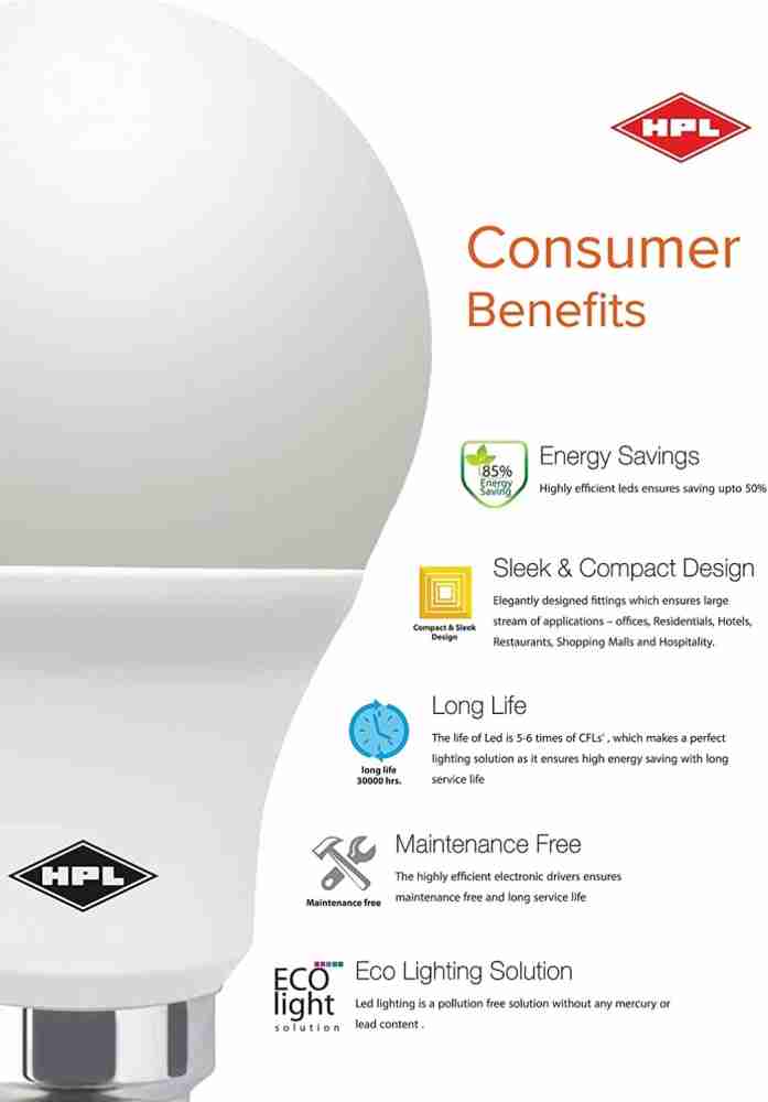 HPL GLO 7 W Standard B22 LED Bulb Price in India Buy HPL GLO 7 W