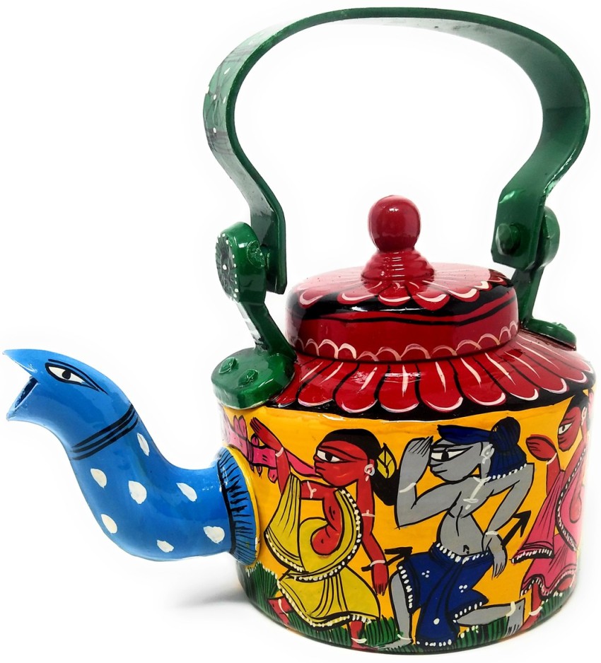 Traditional Hand-Painted Colourful Figurine Aluminum Decorative Tea Kettle  Pot Showpiece