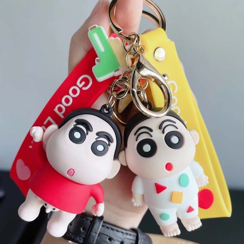 Cute Shinchan 3D Silicon Keychain and Keyring Holder with Bag Charm And Strap For Boys And Girls