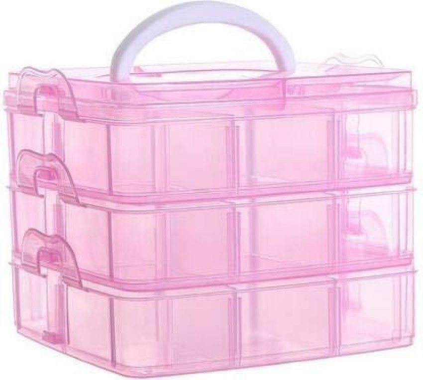 SELDOS 18 Grid Plastic Accessories Storage Box 3 Layer Jewelry