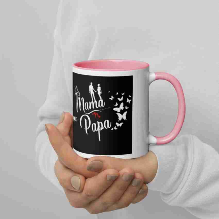 Mug message maman papa ceramique or assortiment de 2 - J-Line