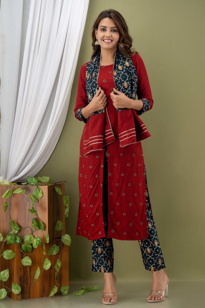 JAIPUR FABRIC Printed Kurta, Trouser/Pant & Dupatta Set - Buy JAIPUR FABRIC  Printed Kurta, Trouser/Pant & Dupatta Set Online at Best Prices in India