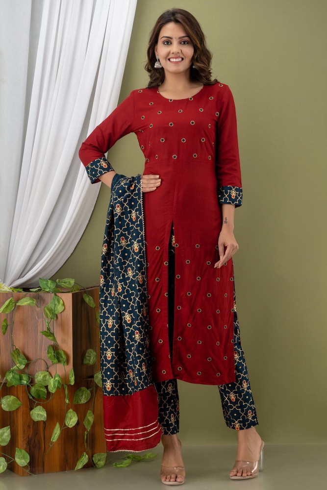 JAIPUR FABRIC Printed Kurta, Trouser/Pant & Dupatta Set - Buy JAIPUR FABRIC  Printed Kurta, Trouser/Pant & Dupatta Set Online at Best Prices in India