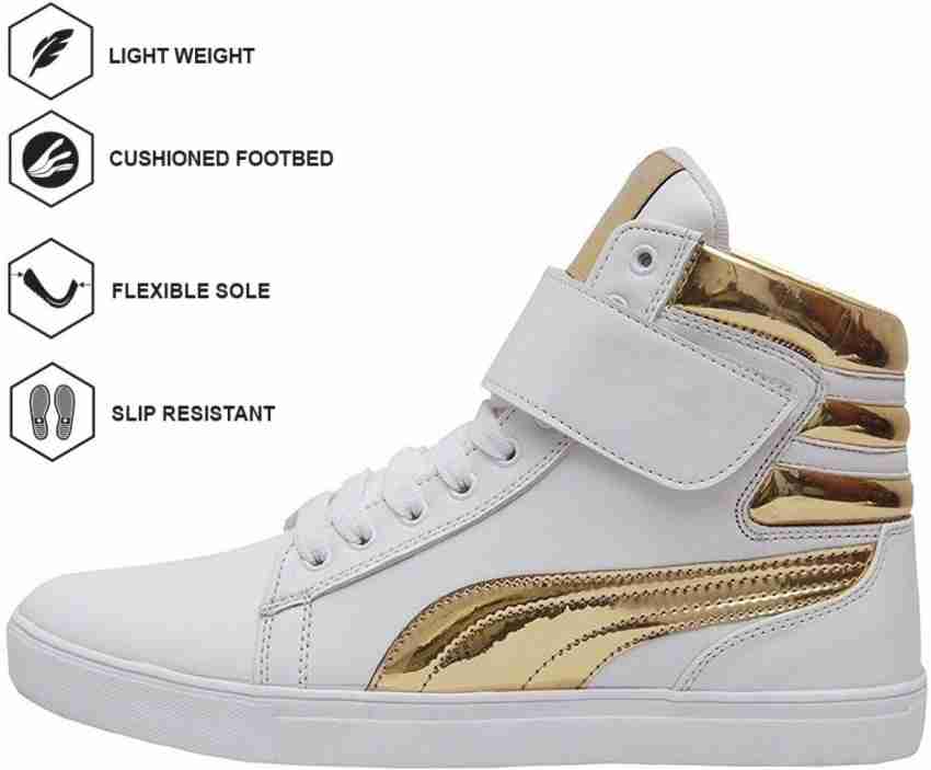 White and deals golden shoes