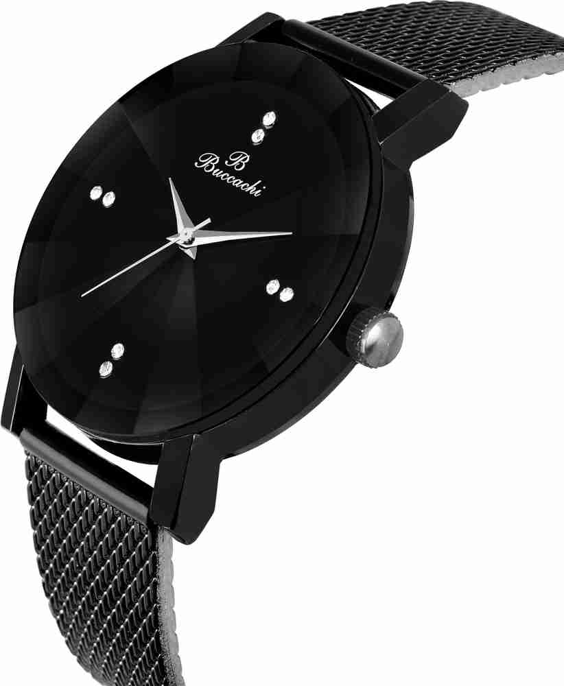 Buccachi Black Dial Special Diamond Cute Glass Wrist Water