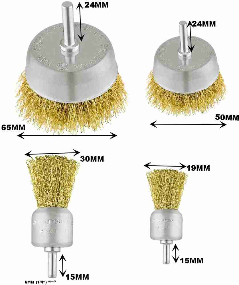 Inditrust 4pc heavy duty wire brush size 65mm 50mm 30mm 19mm