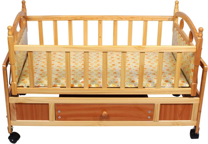 Wooden Baby Cot with Swinging Cradle