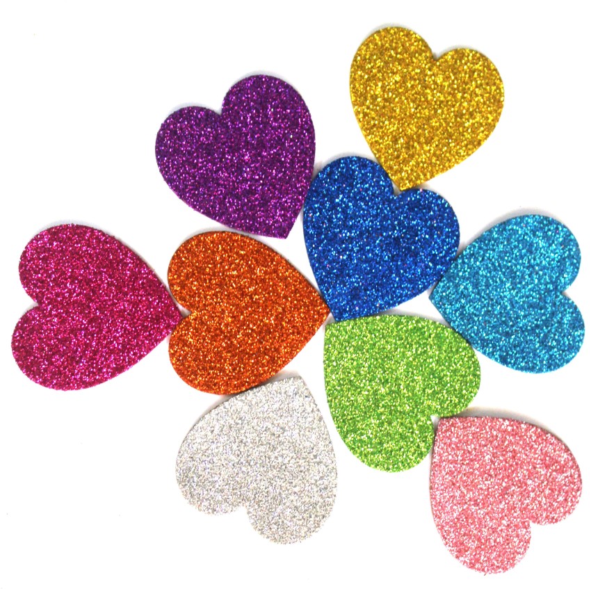 chuz n pick 5.08 cm Sparkle Gliterry Stickers Self Sticky , Contains Mini  Heart Star Shaped Craft Stickers Home Decoration and Parties,Art and Craft  Decorative Sticker,Office Product (120 Pieces) Non-Reusable Sticker Price