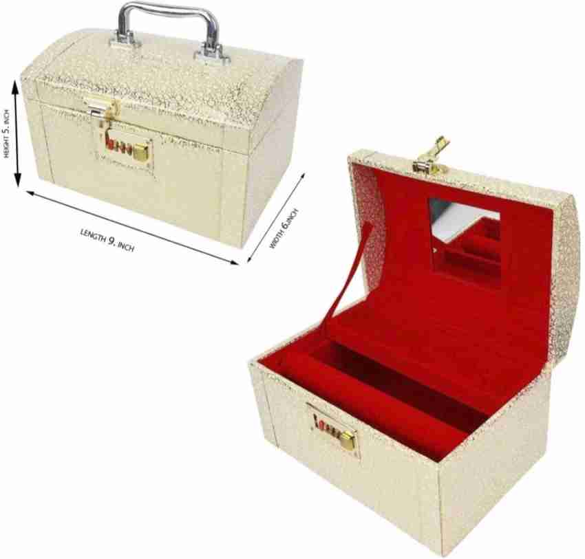 Makeup Box , Vanity Box , Jewellry Box Red ( Pack of 2 ) Multiple Function  Vanity Box ( Cream)