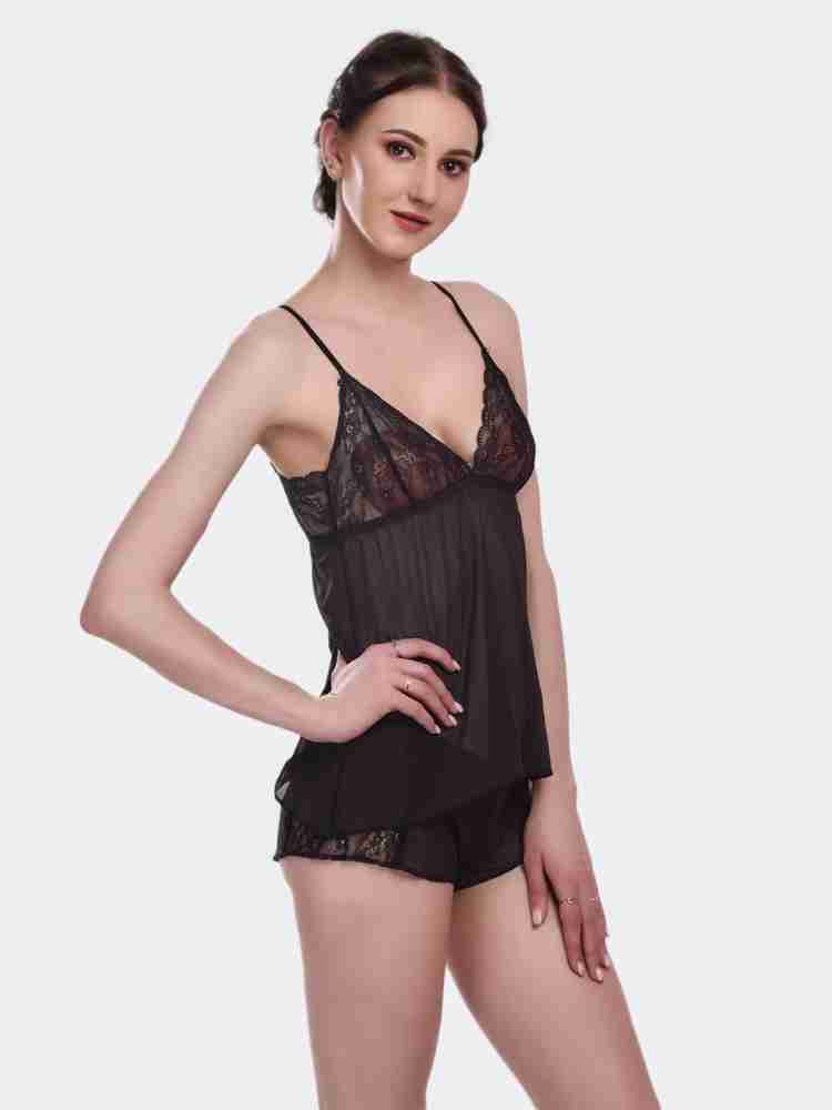 WOMAN BABYDOLL KNEE LENGTH LACE LINGERIE SET – Billebon