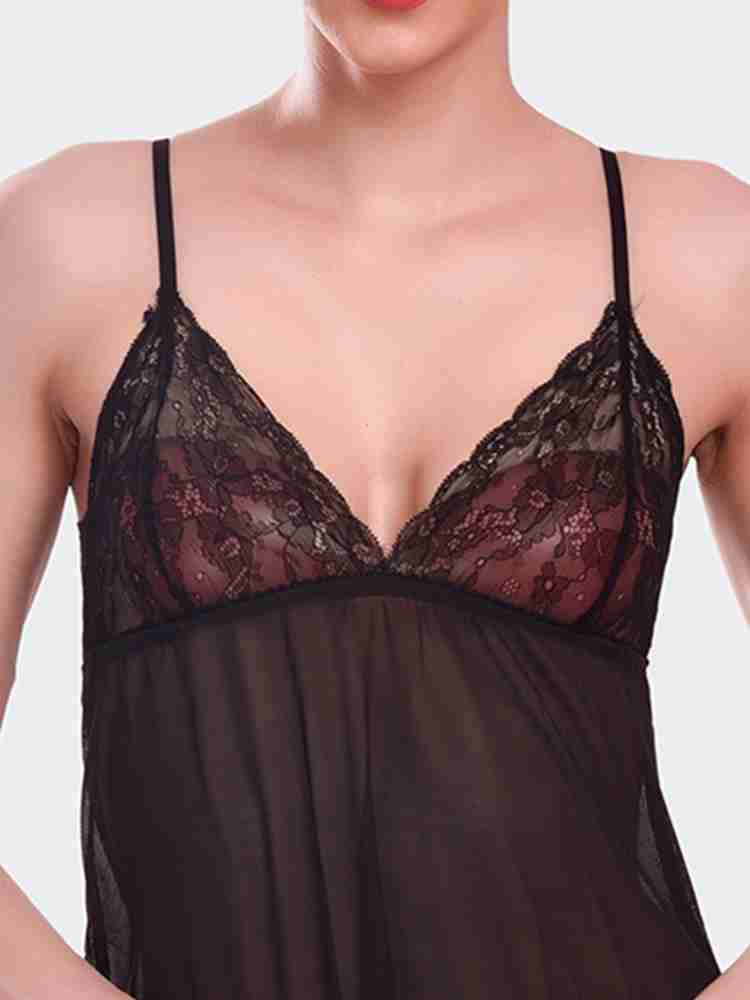 WOMAN BABYDOLL KNEE LENGTH LACE LINGERIE SET – Billebon