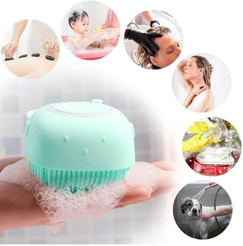 2 Pcs Silicone Shampoo Massage Brush, Silicone Shower Brush, Soft Body Brush,  Handheld Bath Scrubber, Massage Shower Cleansing Brush For Men, Women, P