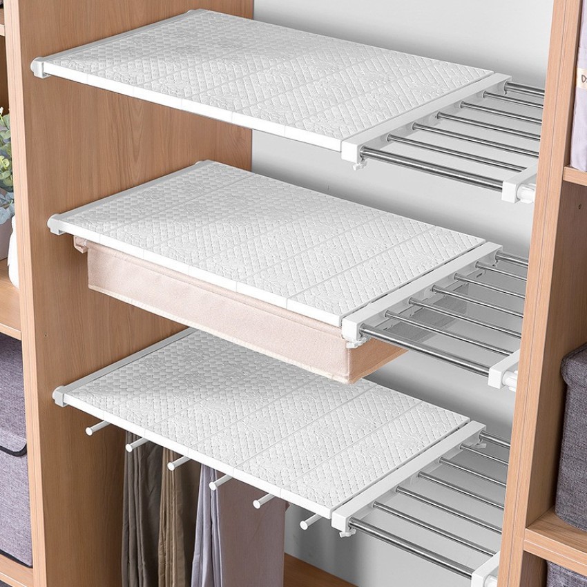Closet Tension Shelf Expandable Metal Storage Rack Adjustable