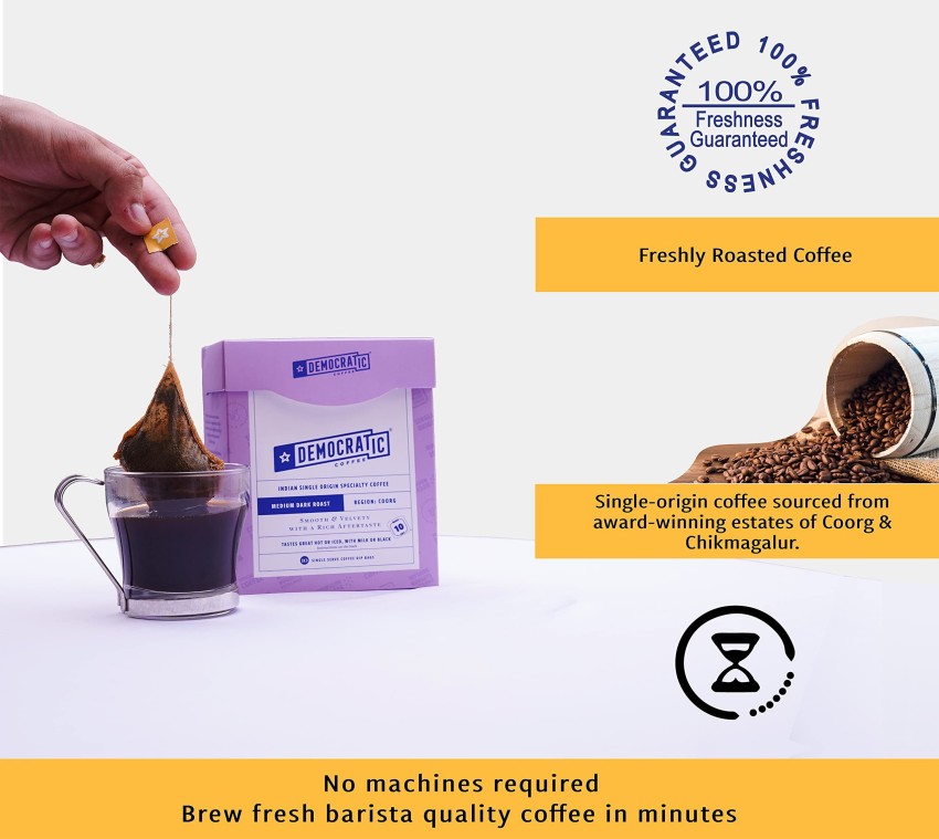 Nick Of Time African Coffee Dip Bags 100% Arabica AA Grade Dark Roast | No  machine required (Pack of 25) : Amazon.in: Grocery & Gourmet Foods
