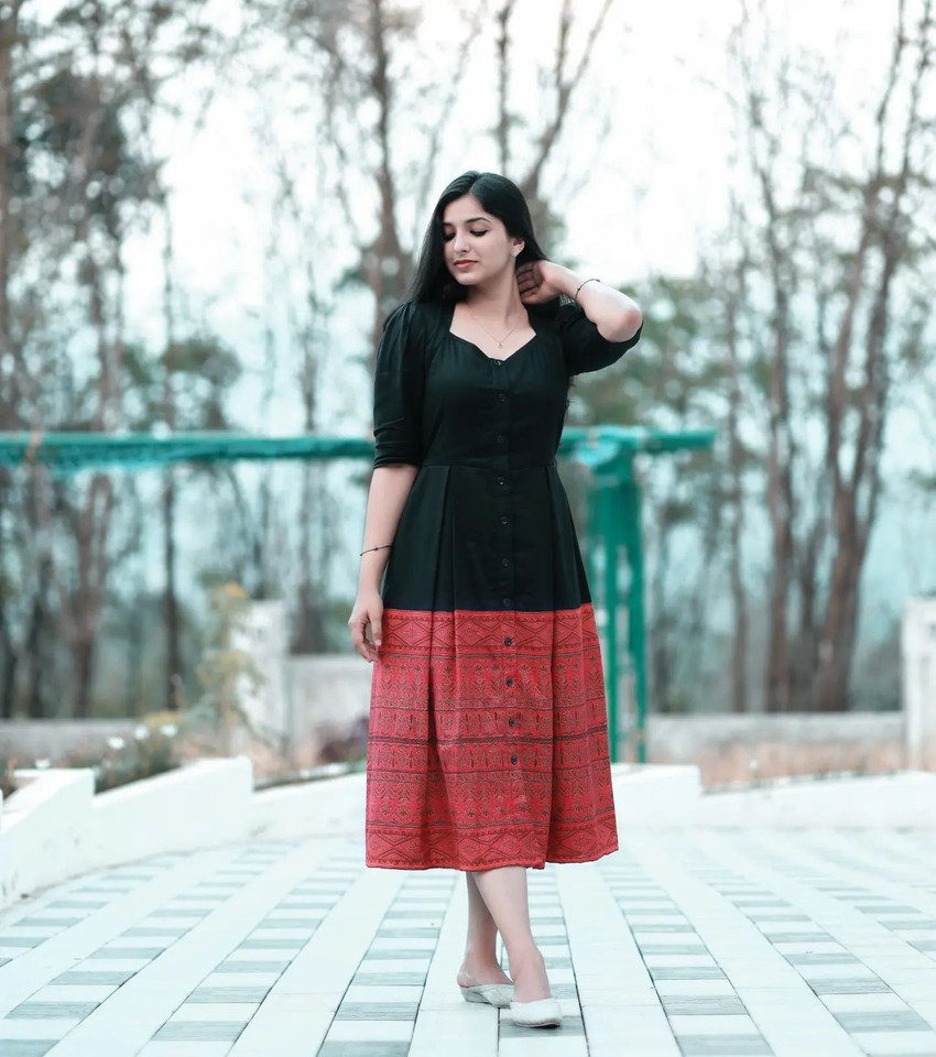 khodal Women Ethnic Dress Red Black Dress Buy khodal Women