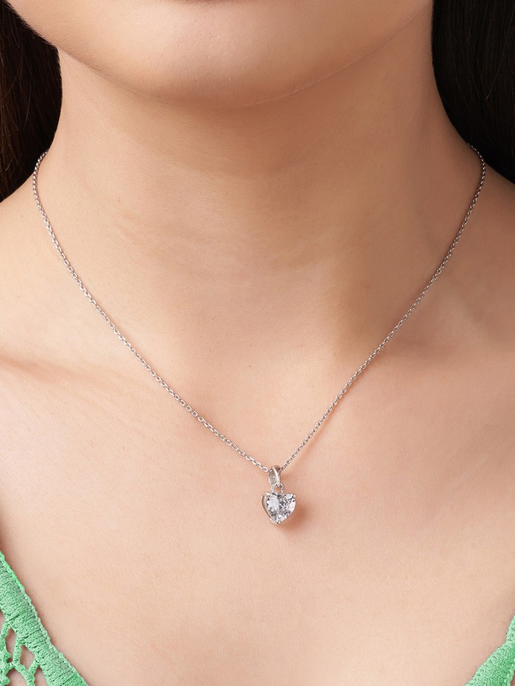 GIVA Anushka's Heart With Swarovski Crystal And 925 Chain Cubic Zirconia  Rhodium Cubic Zirconia Silver Pendant Rhodium Cubic Zirconia Silver Pendant  Price in India - Buy GIVA Anushka's Heart With Swarovski Crystal