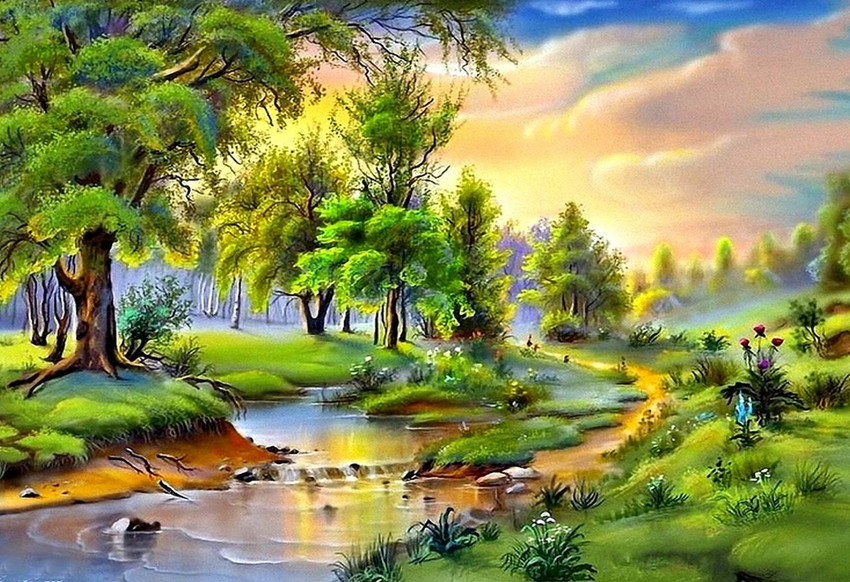 Poster Color Romantica Color Peaceful Colors Painting Water Nature