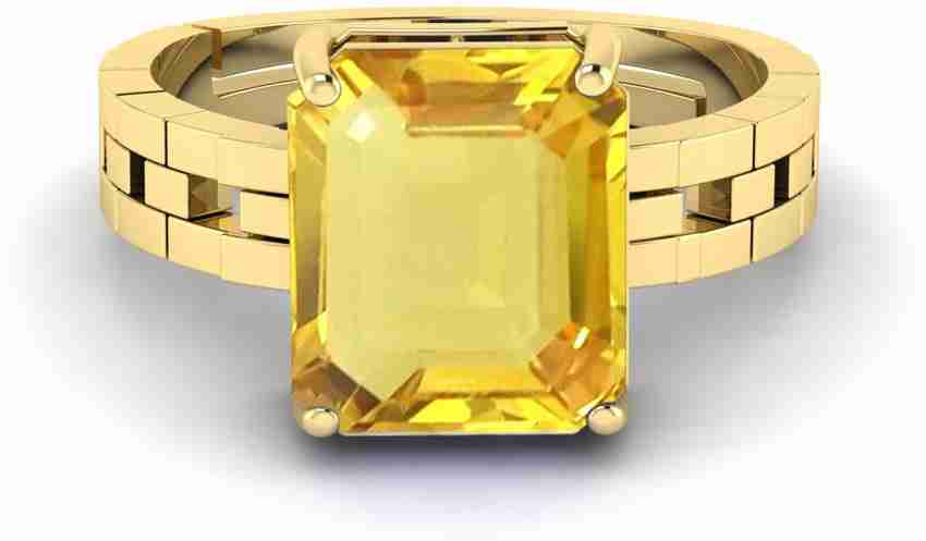 DINJEWEL 12.00 Ratti Square Shape Yellow Sapphire Pukhraj Stone