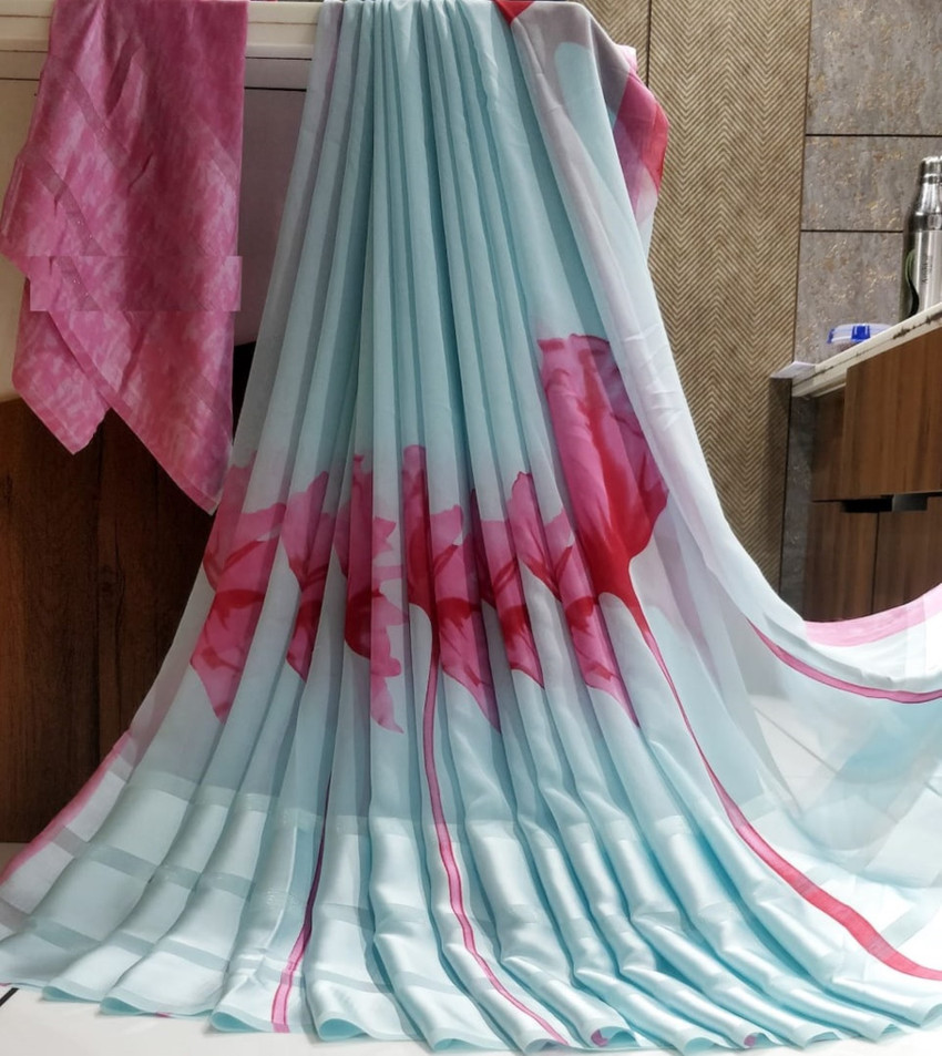 Buy GARUDA PREMIUM RETAILS Printed Daily Wear Georgette, Satin Pink Sarees  Online @ Best Price In India | Flipkart.com
