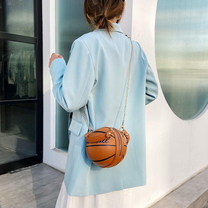 Shoulder Black Popchie Basketball Shape Bag, For Casual Wear, 280