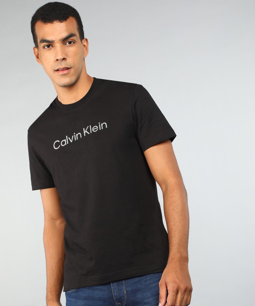 Calvin Klein Jeans Typography Men Round Neck Black T-Shirt - Buy
