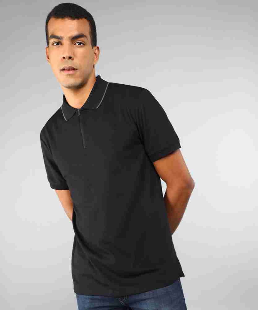 Calvin Klein Jeans Solid Men Polo Neck Black T-Shirt - Buy Calvin Klein  Jeans Solid Men Polo Neck Black T-Shirt Online at Best Prices in India