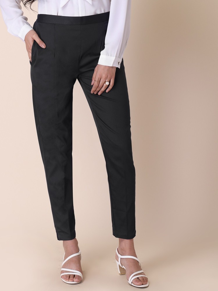 Buy ALL Plus Size Women Black Regular Fit Solid Formal Trousers  Trousers  for Women 6787760  Myntra