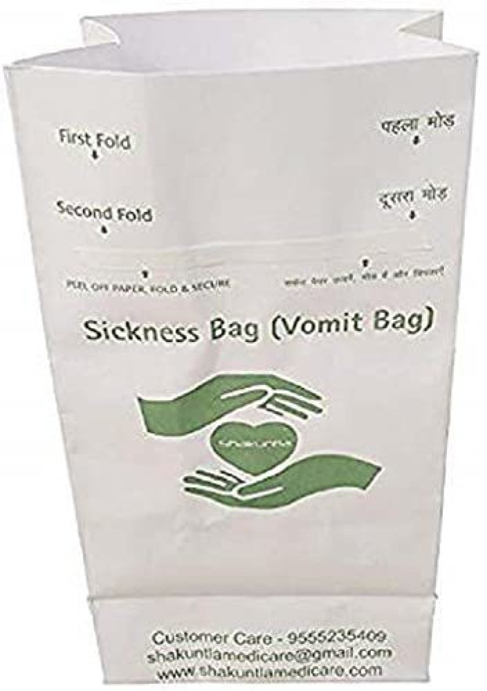 Buy Dr BOHRRAS Disposable Vomiting bag Sickness Bag for Travel  25 pcs  Large Size Sealable Ecofriendly white colour Car Air  Sea Motion  Sickness Standard size  Plain  Discreet 