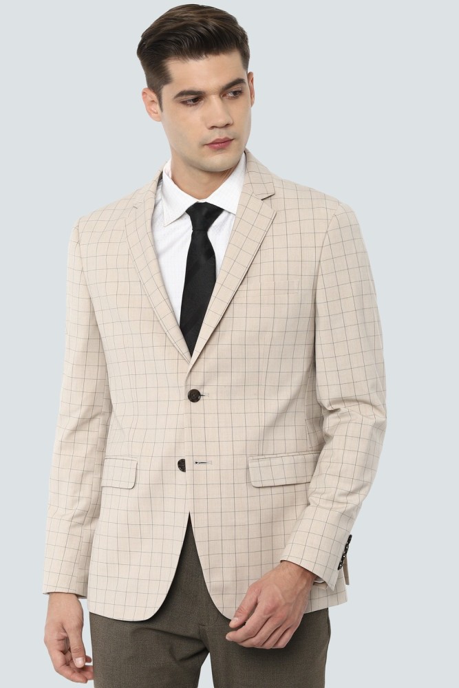 Louis Philippe Beige Self Designed Blazers