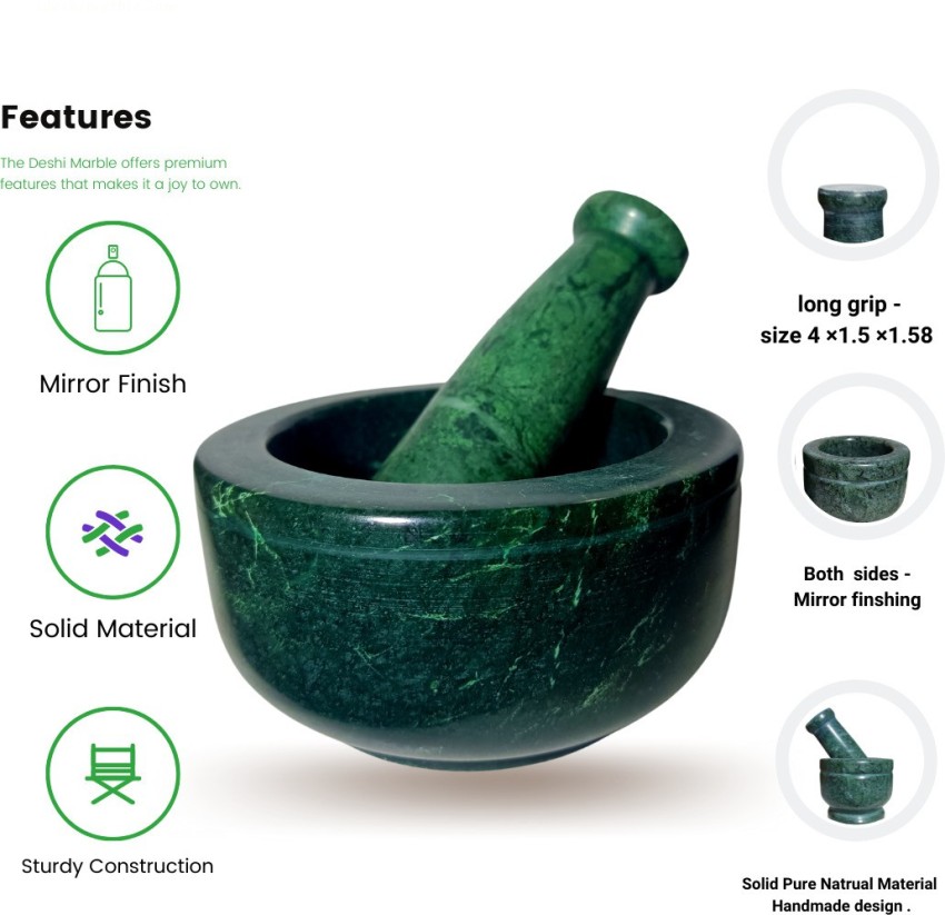 Green Marble Mortar and Pestle Set 5