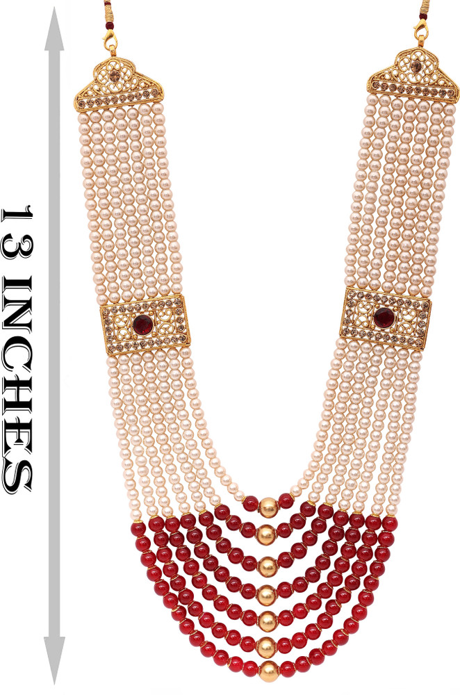 radhe creation Pearl Necklace Jewellery for Groom Seven Line Dulha