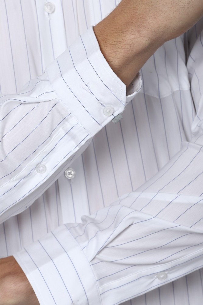 VAN HEUSEN Men Striped Formal White Shirt Buy VAN HEUSEN Men