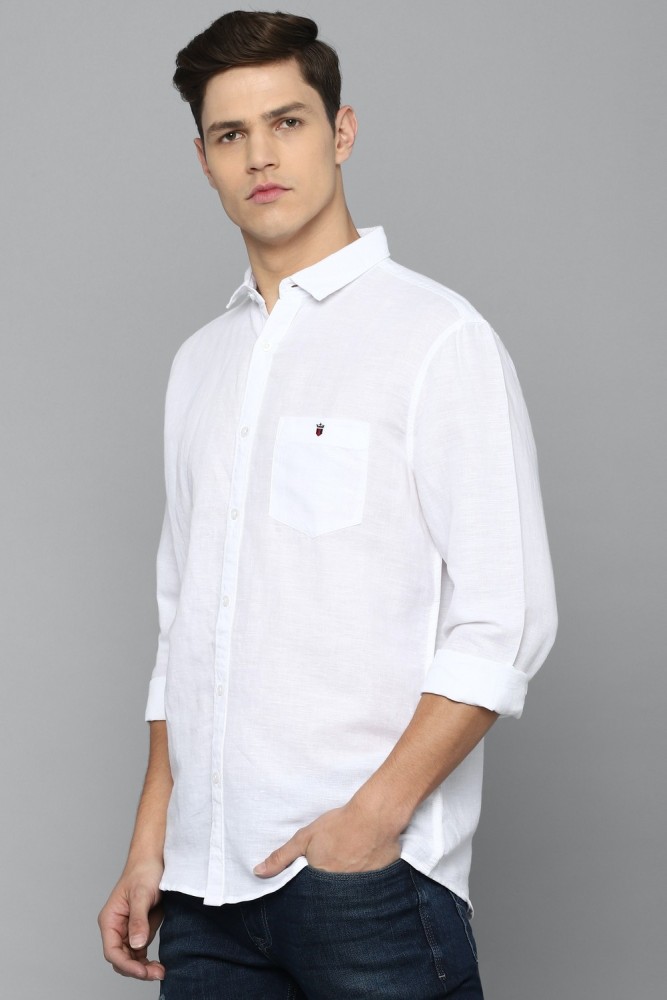 Louis Philippe Men's Solid Slim Fit Casual Shirt Matte White Size